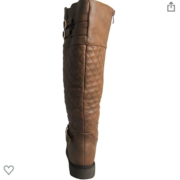 Tan Quilted Knee High Equestrian Riding Boots - Picture 3 of 8